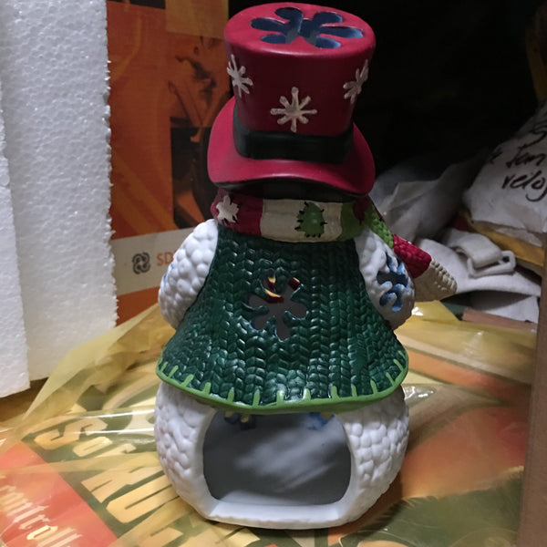 Figura Decorativa Cerámica Muñeco De Nieve Medidas 19 Cm
