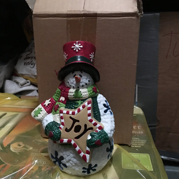 Figura Decorativa Cerámica Muñeco De Nieve Medidas 19 Cm