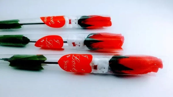 Rosas San Valentin Con Osito Decorativo Paquete 10 Pzas